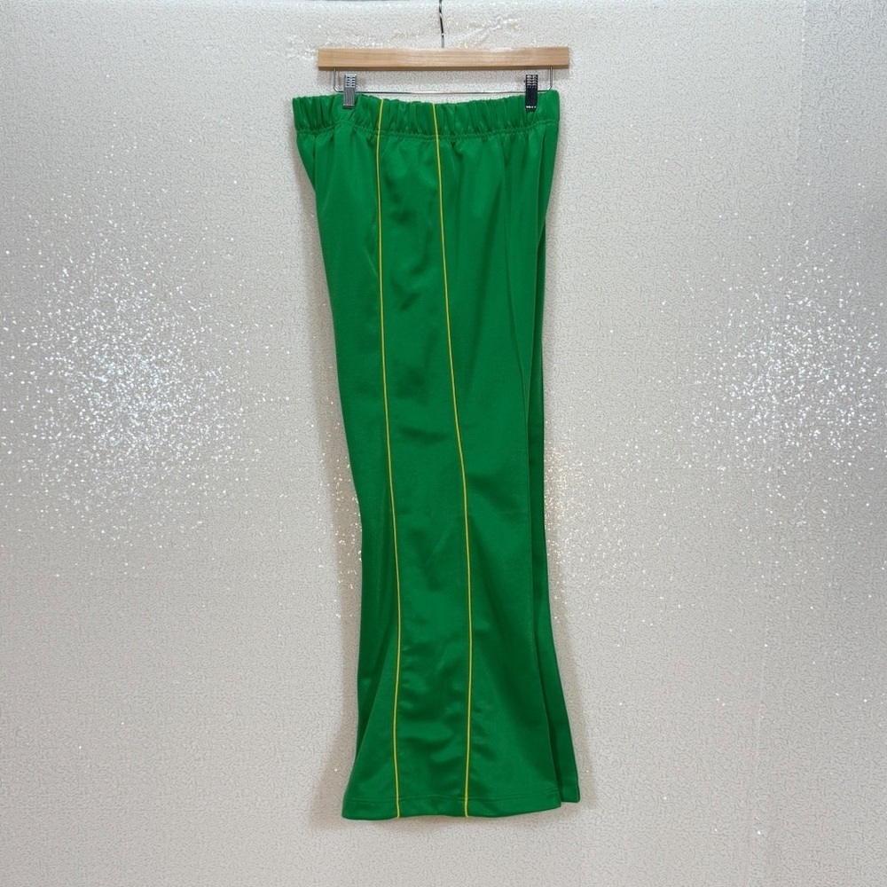 BDG Josie Tricot High-Waisted Flare Pants Bright Green Elastic Waist Retro Large - Picture 9 of 16